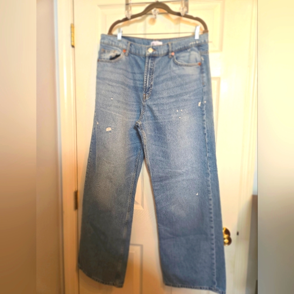 Zara baggy wide leg jeans size 12 Mid-Rise